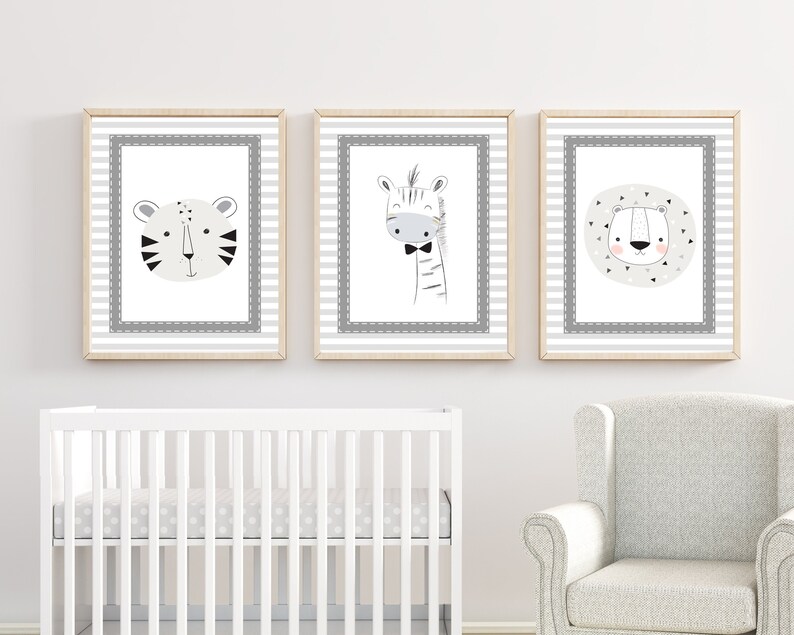 Jungle Wall Art Baby Nursery Wall Art Decor Suits Gender Etsy