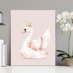 Girl Room Nursery Prints, Pink Swan Art Print, Pink Girl Room Decor ...