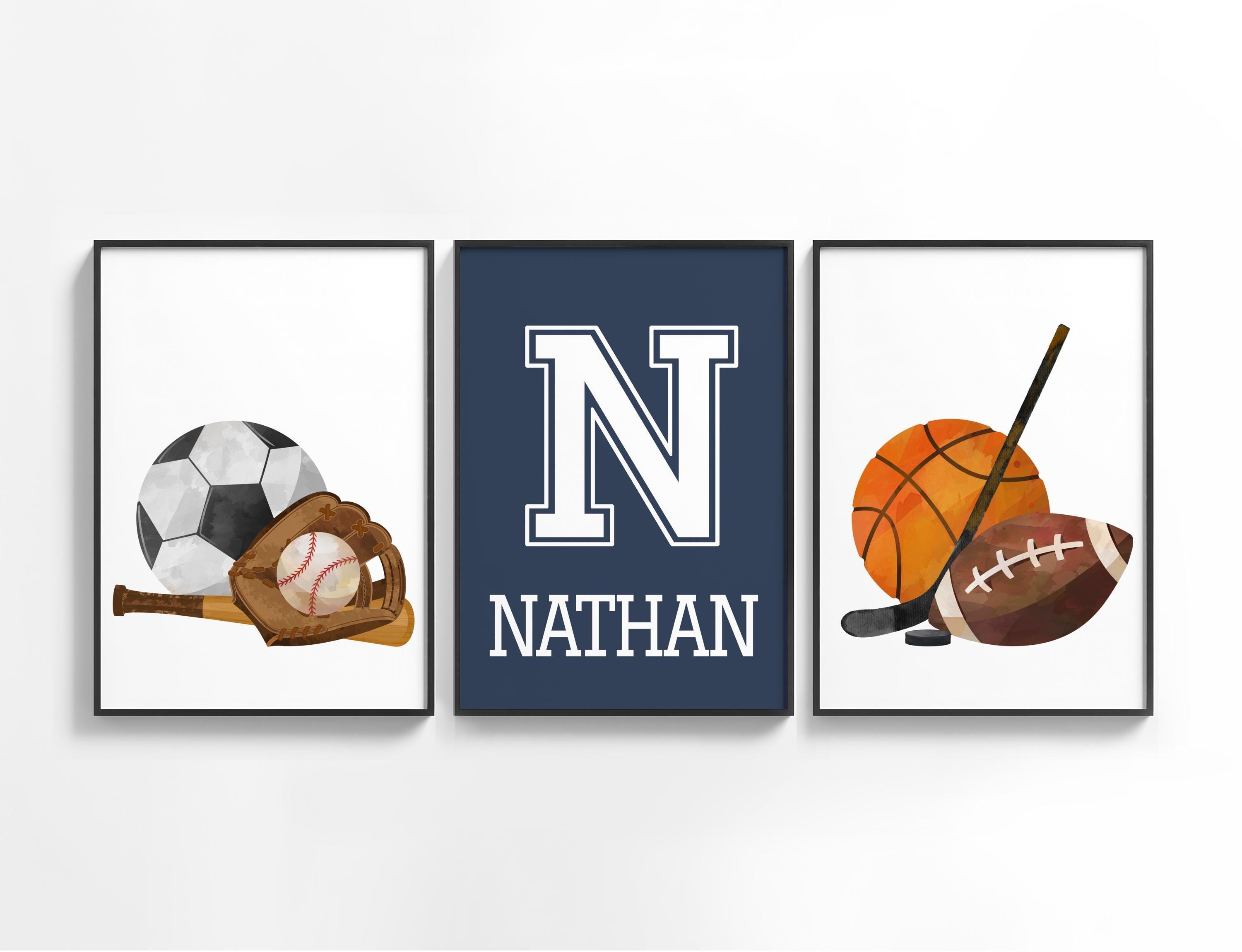 Personalized Sports Name Wall Art – Boys Sports Nursery Prints – Custom ...