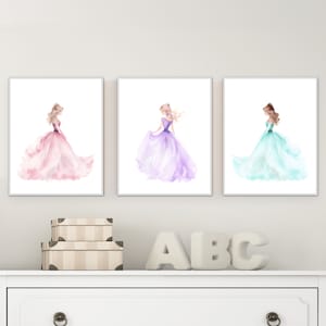 Décoration de chambre d&#39;enfant princesse - décoration rose de chambre de filles - impression d&#39;art princesse rose - décoration murale princesse - art mural princesse - princesse pastel - H2985