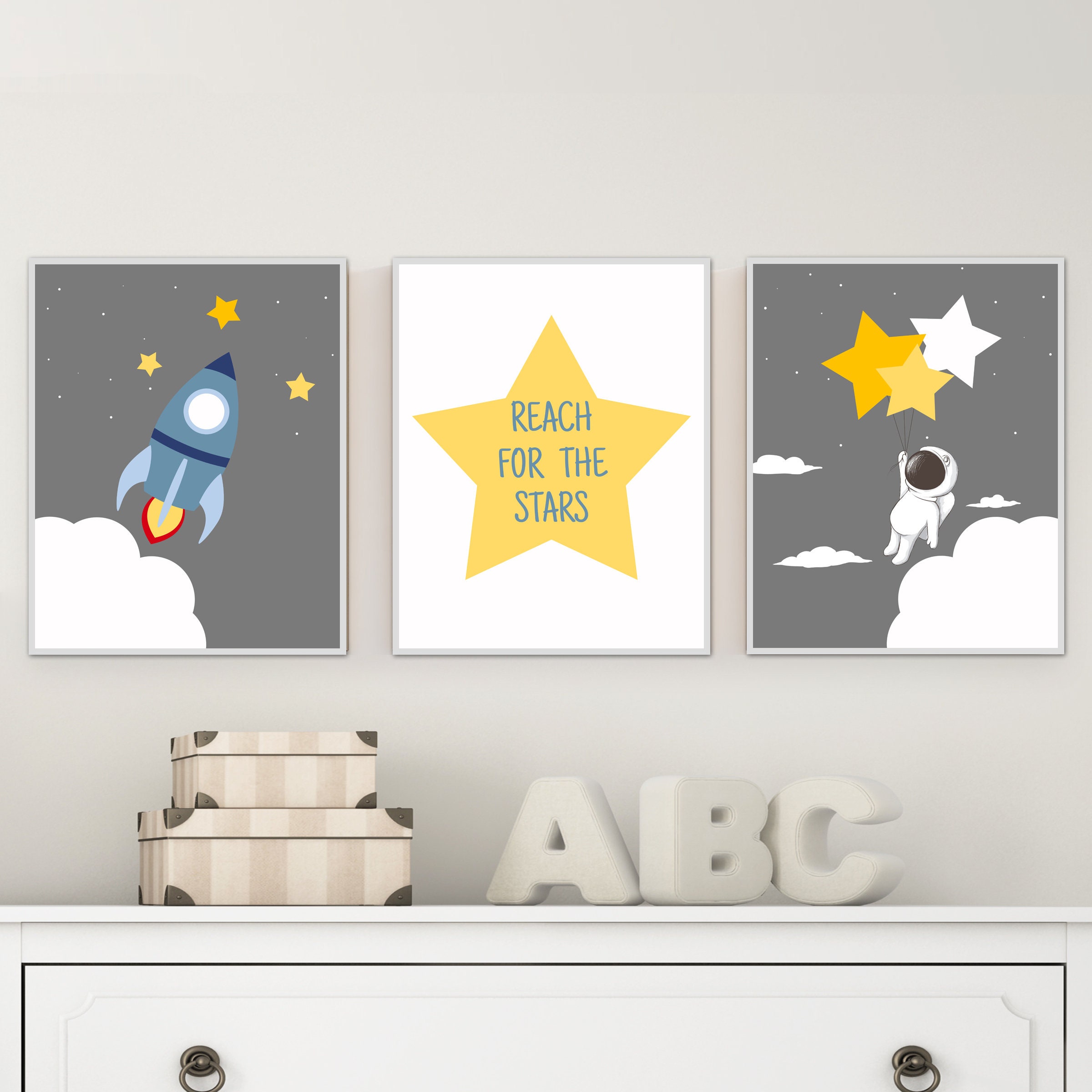Space art prints Space printable wall art Rocket wall art Etsy