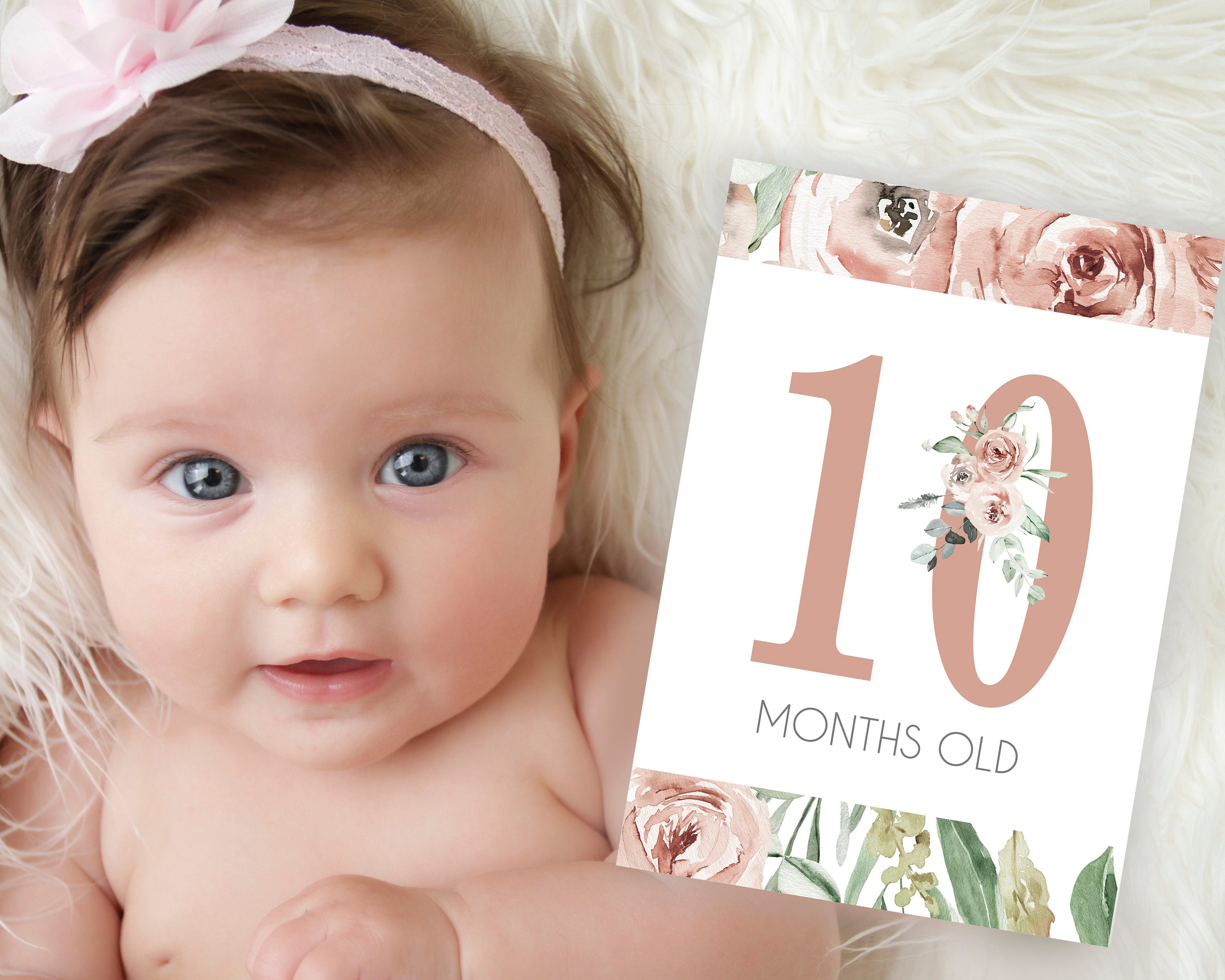 Baby Girl Milestone Cards - Floral Milestone Cards - Printable ...