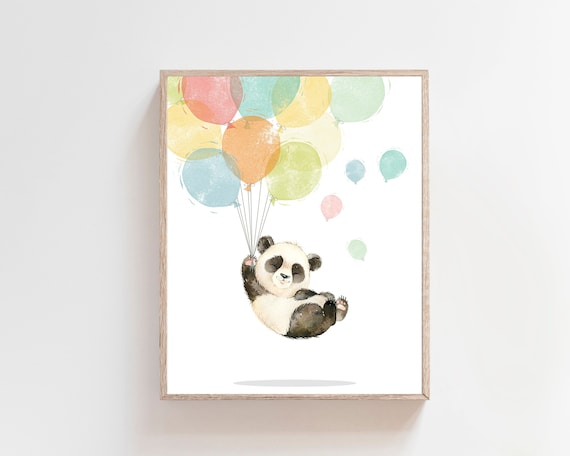 Panda art print - Panda Printable wall art - Panda nursery decor - Boys nursery prints - Watercolor wall art - Panda print - Boys art prints
