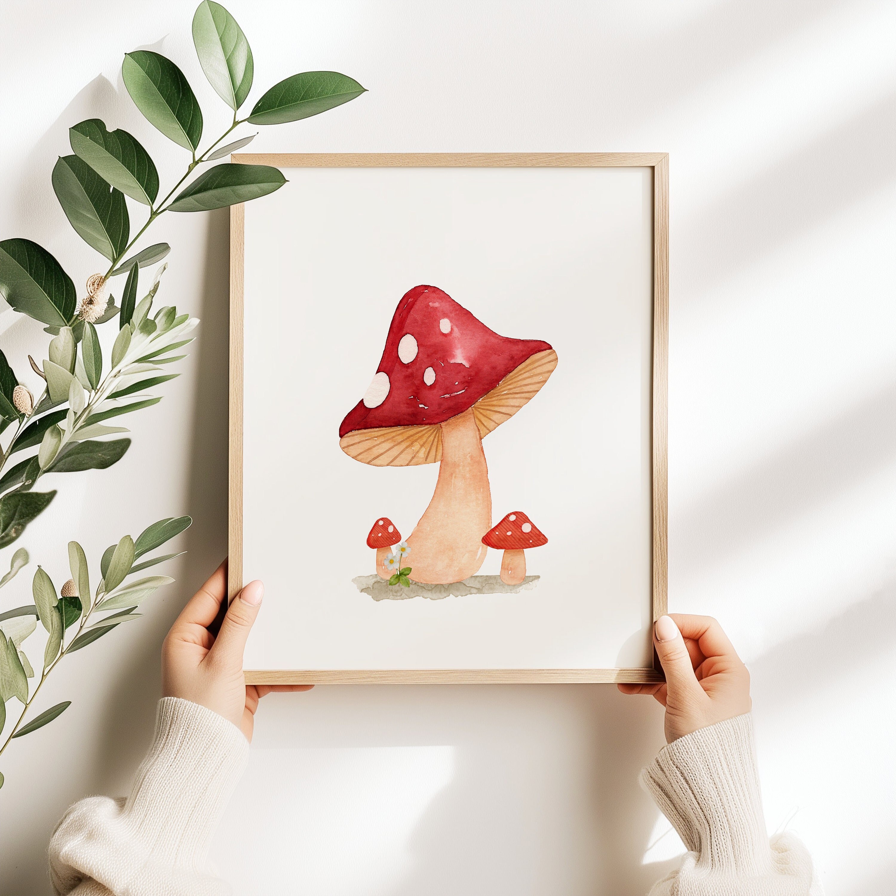 Mushroom decor, Mushroom nursery decor, Woodland wall decor, Red mushroom printable, Mushroom printable, Nursery wall decor, wall art