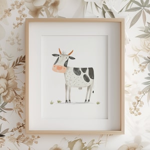 Farm Nursery Decor, Farm Nursery Print, Farm Animal Art Print, Farm Boy Room Wall Art, Farm Decor, Cow Print, digital Download, H3076