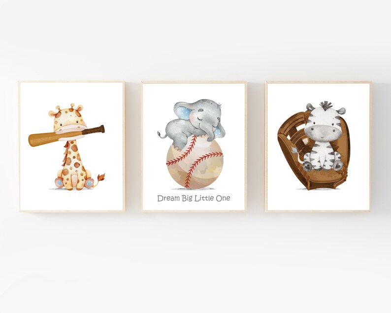 Baseball Nursery Decor Baby Boy Sports Nursery Animal Etsy