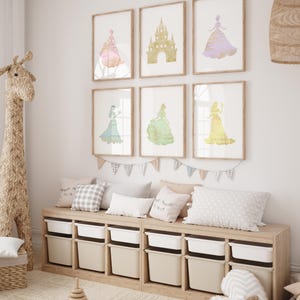 Princess nursery decor - Pastel nursery decor - Princess wall art - Princess bedroom decor -princess playroom decor - princess gift image 8