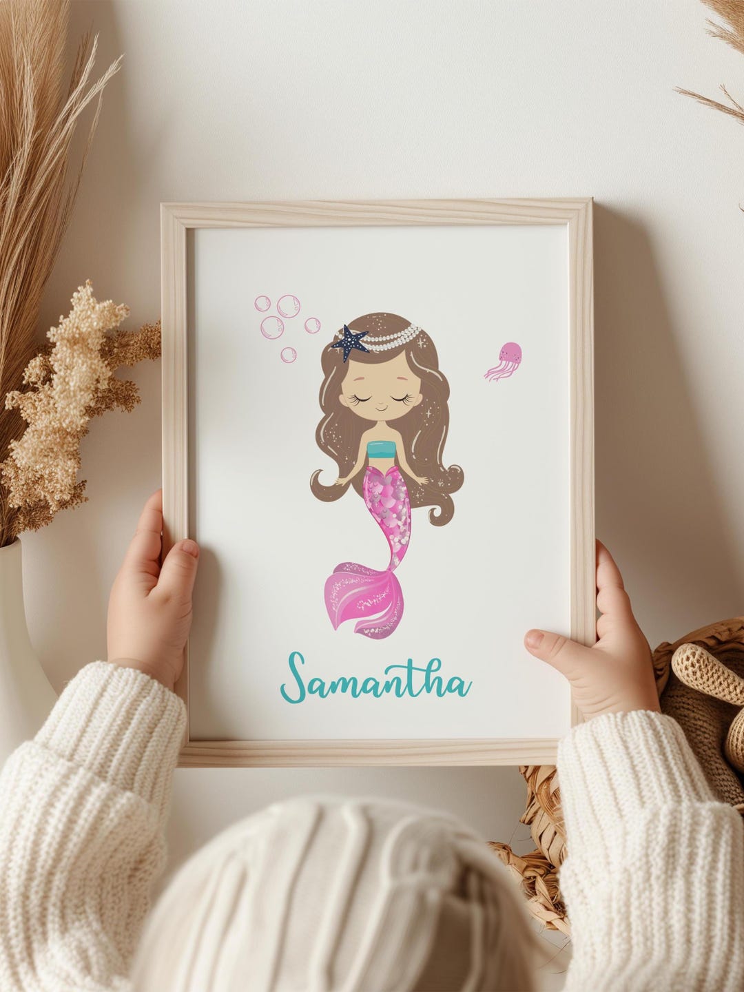 Mermaid Wall Art – Girls Room Decor – Pink Mermaid Print Digital ...