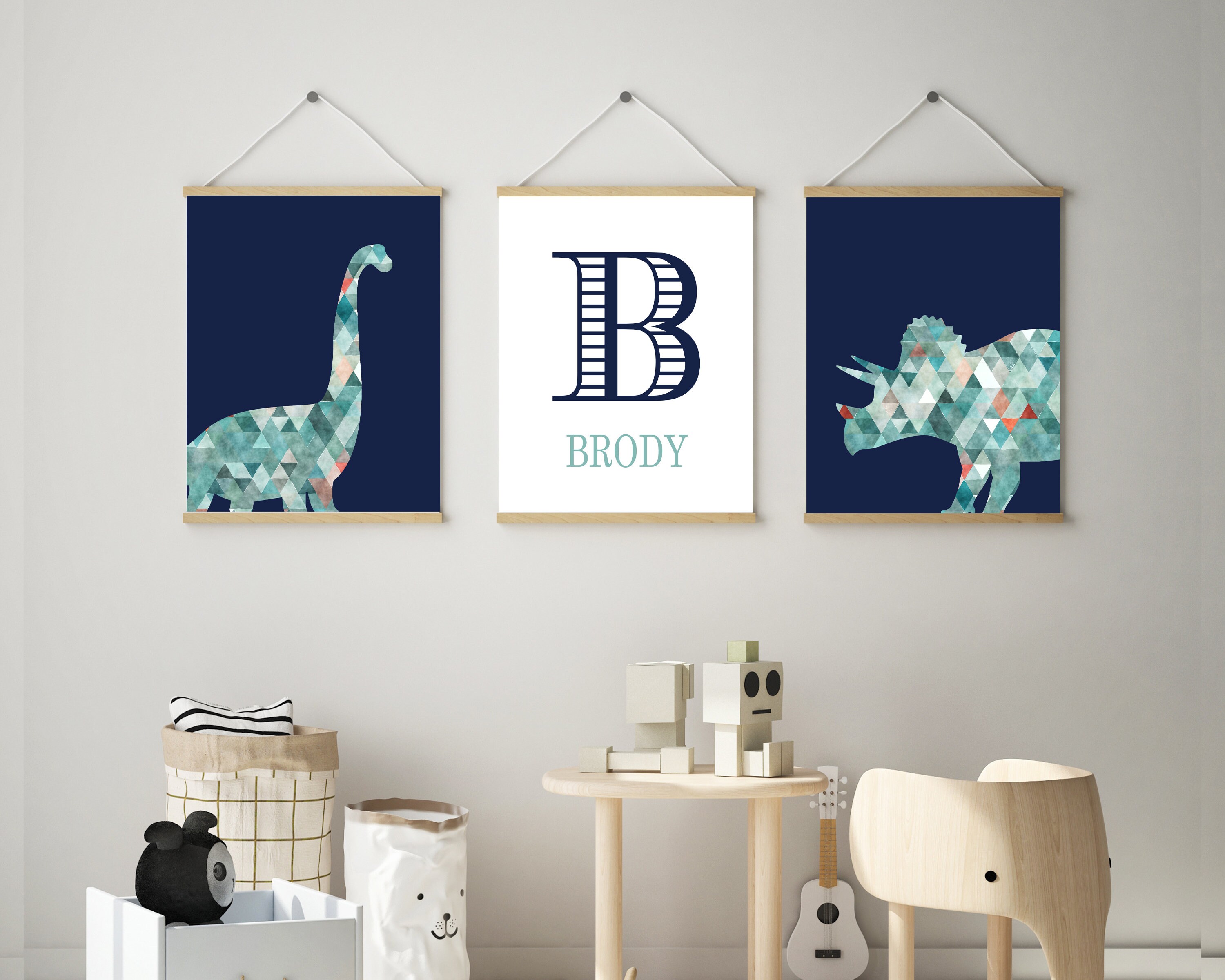 Boys Name Wall Decor - Custom Name Wall Art - Dinosaur Personalized ...