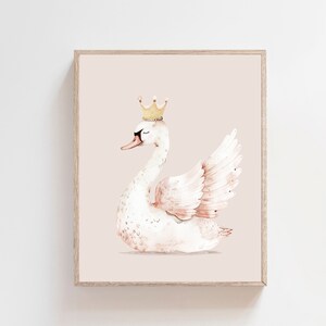 Girl Room Nursery Prints, Pink Swan Art Print, Pink Girl Room Decor ...