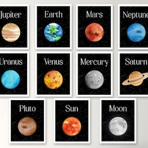 Solar system printable - Planet wall art - Planet printable art - outer space nursery - Planet printables - Planet print - Kids room decor