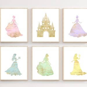 Princess nursery decor - Pastel nursery decor - Princess wall art - Princess bedroom decor -princess playroom decor - princess gift image 2
