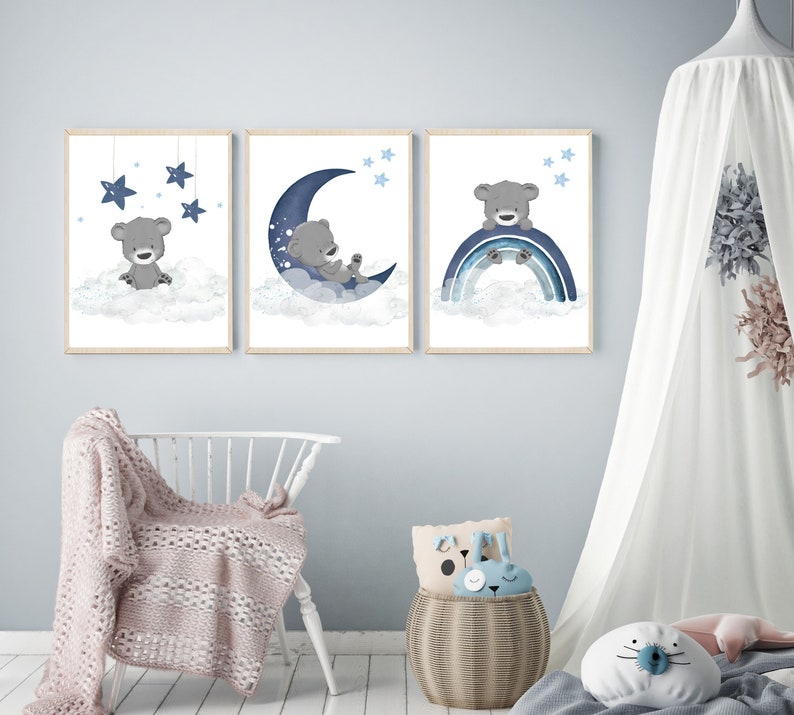 Baby Boy Nursery Navy Blue Nursery Decor Nursery Prints Etsy