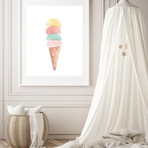 Ice cream wall art - Ice cream cone print - Ice cream printable wall art - Watercolor kids printable - Ice cream poster - Gelato print image 4