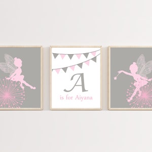 Baby Girl Nursery Wall Art, Personalized Name and Fairy Nursery Art ...