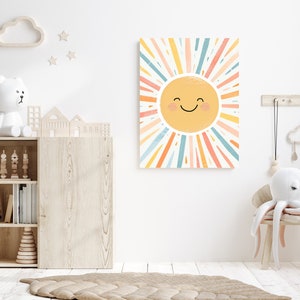 Boho Shining Sun Nursery Wall Art Print, Boho Sunshine Print, Boho Wall ...
