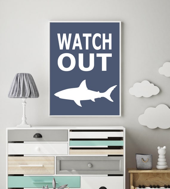 Shark print - Shark poster - Shark art print - Shark art for kids - Shark wall art - Shark decor for boys room - Shark printable - H1964