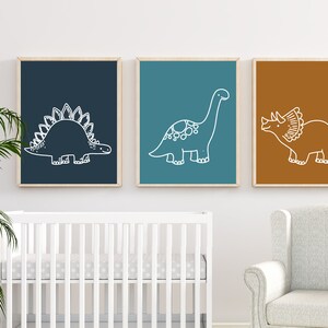 Dinosaur poster - Boys wall art - Dinosaur wall art - Boys room decor - Prints for boys room - Dinosaur print set - Toddler boy wall art image 2