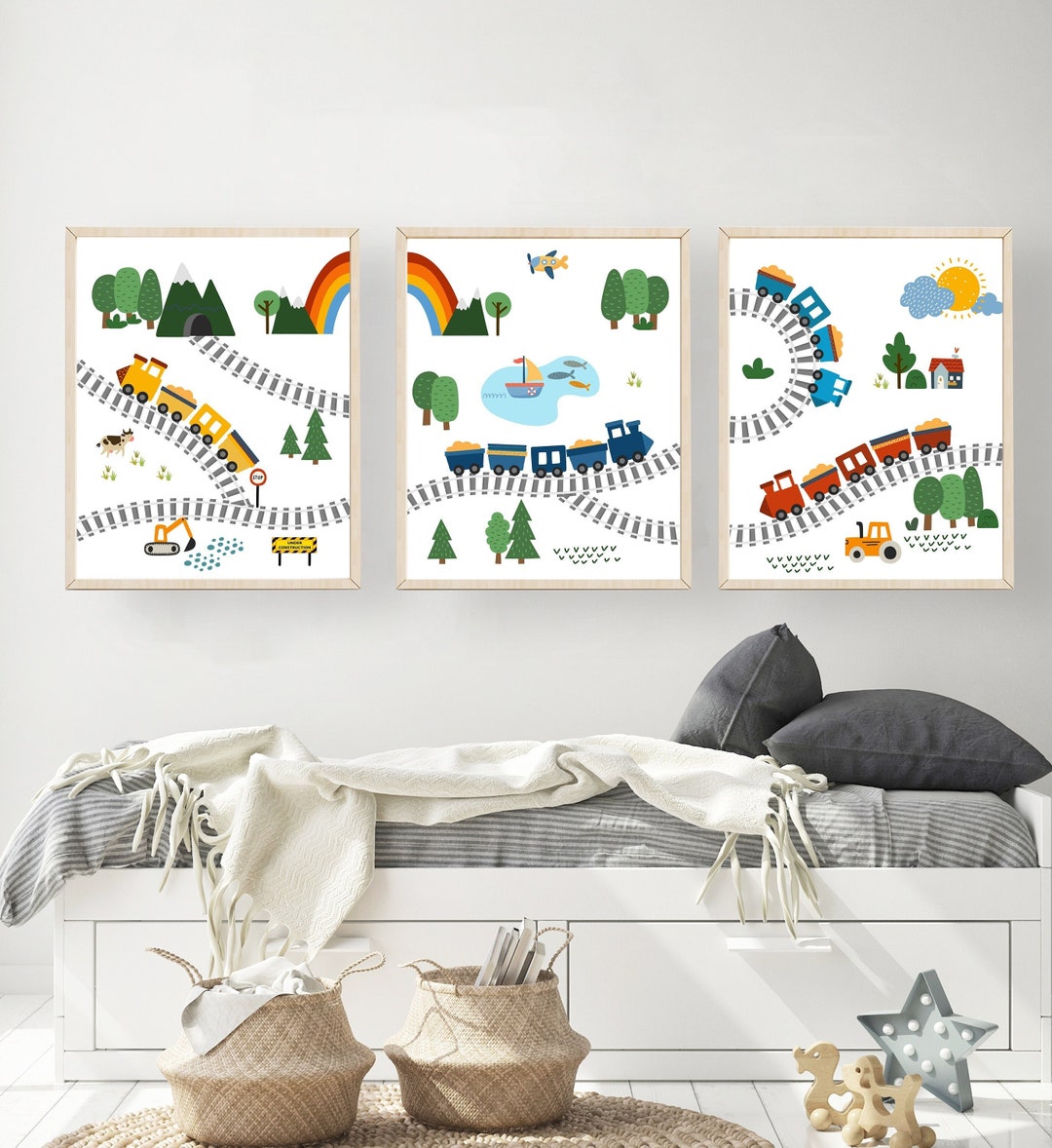 Train Nursery Decor - Boys Room Decor - Boys Train Wall Art - Boy ...