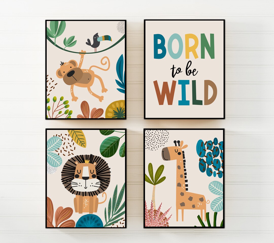 Set of 4 Prints - Boho Nursery Decor - Baby Boy Nursery - Safari ...