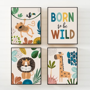 Set of 4 prints - Boho nursery decor - Baby Boy Nursery - Safari Nursery decor - Nursery prints - Nursery wall prints - Nursery wall art