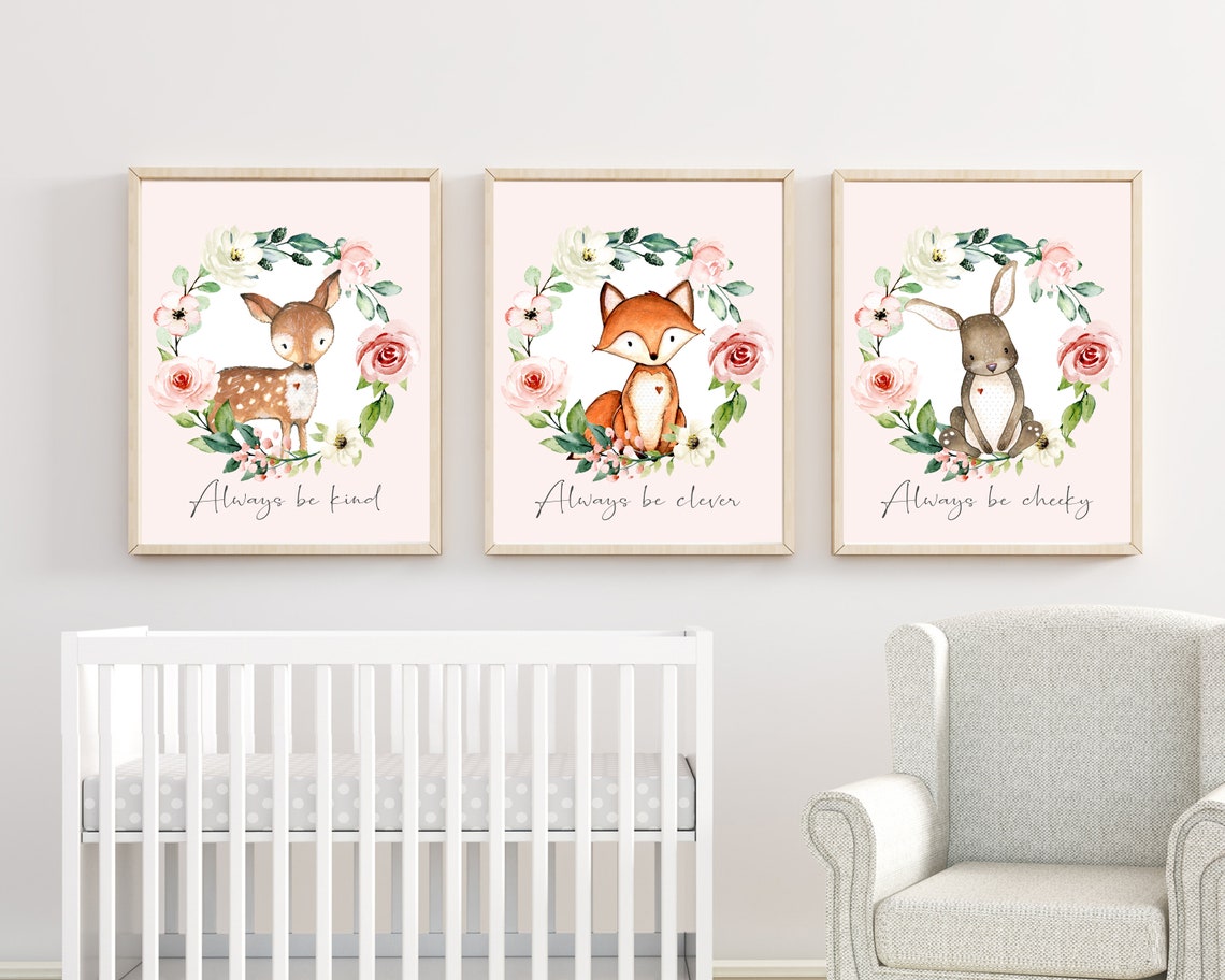 Woodland Nursery Decor Girl - Baby Girl Nursery Decor - Woodland ...
