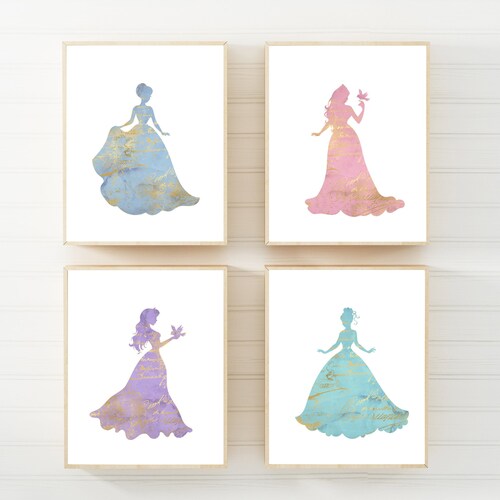Princess Nursery Print Princess Wall Art Watercolor Etsy