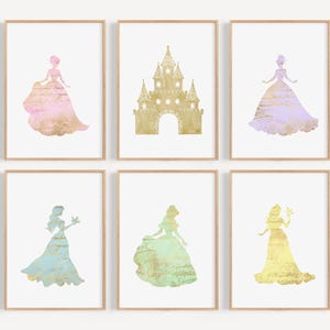 Princess nursery decor - Pastel nursery decor - Princess wall art - Princess bedroom decor -princess playroom decor - princess gift image 5