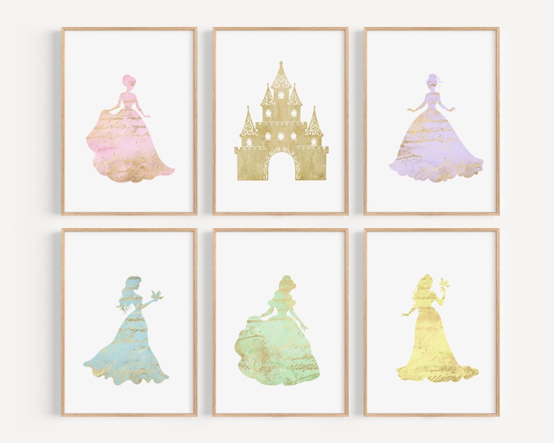 Princess nursery decor - Pastel nursery decor - Princess wall art - Princess bedroom decor -princess playroom decor - princess gift image 5