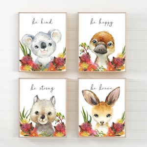 Australian animals nursery - Australian animal print - Australian wall art -  Baby Australian animals - Watercolor Australia - Nursery art