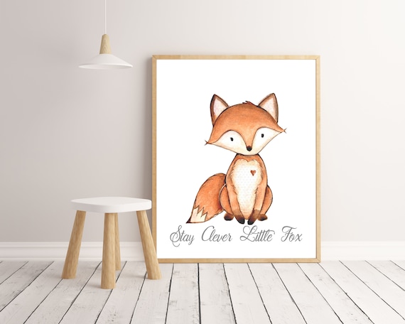 Baby Fox Wall Art Stay Clever Little Print Boys - Baby Fox Nursery Wall Art Baby Fox Wall Art Stay Clever Little Print Boys - Baby Fox Nursery Wall Art