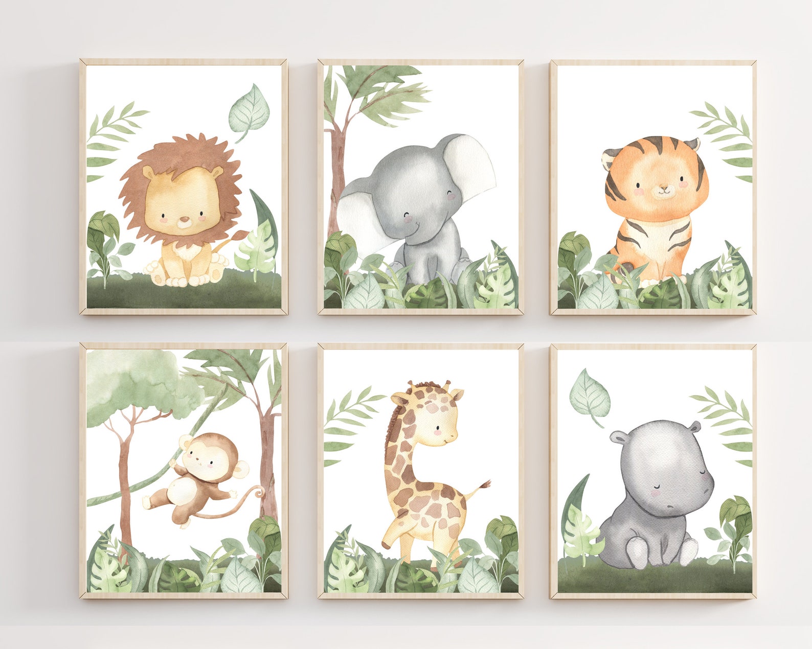 Jungle Nursery Decor - Baby Animal Prints - Watercolor Jungle Animals ...