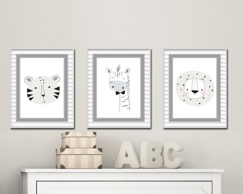 Jungle Wall Art Baby Nursery Wall Art Decor Suits Gender Etsy