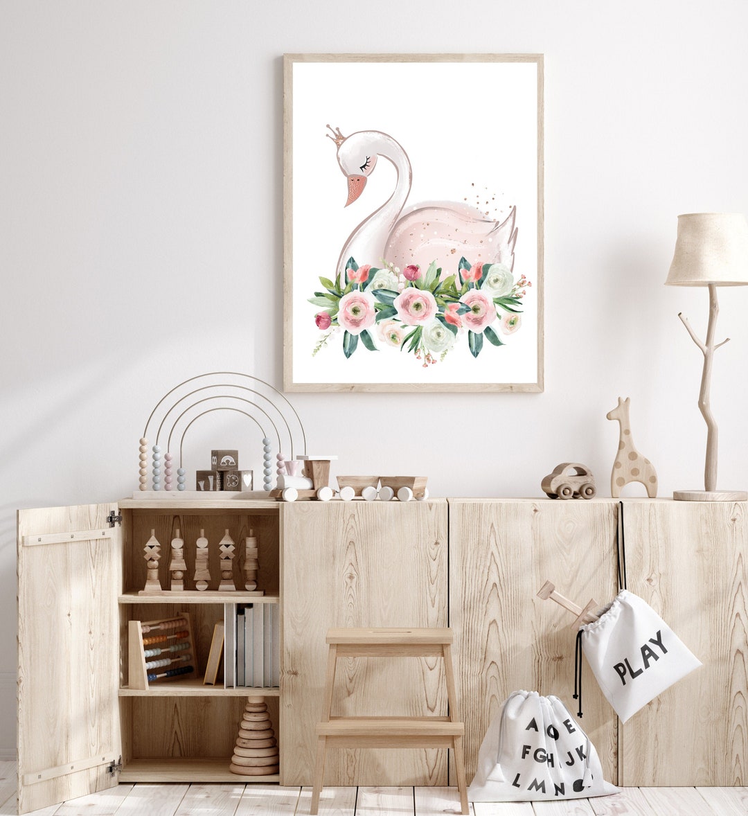 Swan Print - Swan Nursery Art - Girls Room Decor - Blush Pink Wall Art ...