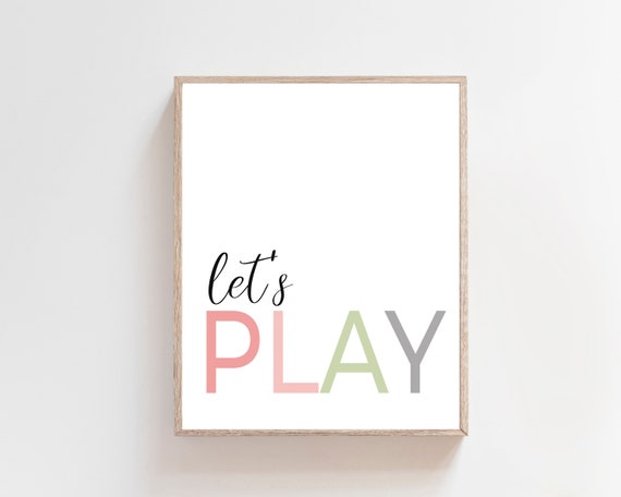 Playroom wall art - Girl playroom wall art - Playroom wall art - Playroom prints - Play print - Lets play sign - Playroom printable art