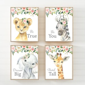 Woodland nursery art - Woodland nursery wall art - Woodland nursery decor girl - Woodland nursery girl - Floral nursery decor - H1929