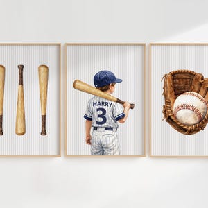 Baseball Jersey Poster Set, Jungenzimmer Dekor, Baseball Kinderzimmer Wandkunst, Baseball Jungenzimmer Dekor, H3638