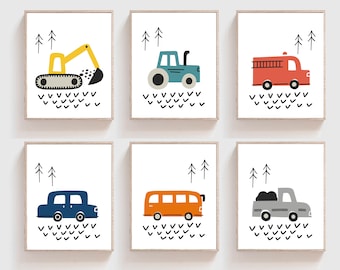 Arte mural de transporte - Decoración de coche para habitación infantil - Láminas de transporte - Láminas de vehículos - Decoración de coche para habitación de niño - DESCARGA DIGITAL - H2569