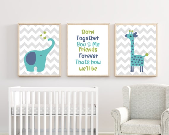 twin nursery wall decor