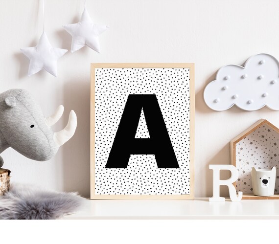Letter wall art for kids - Letter art print - Typography print - Personalized name - Minimalist wall art - Personalised gift - Boys room art