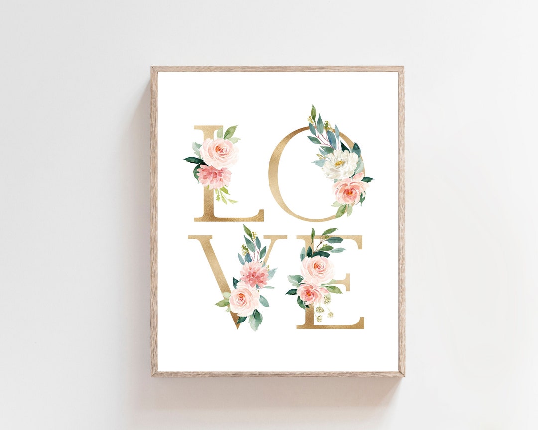 Love Wall Art Print Love Wall Decor Pink Blush Wall Art Etsy