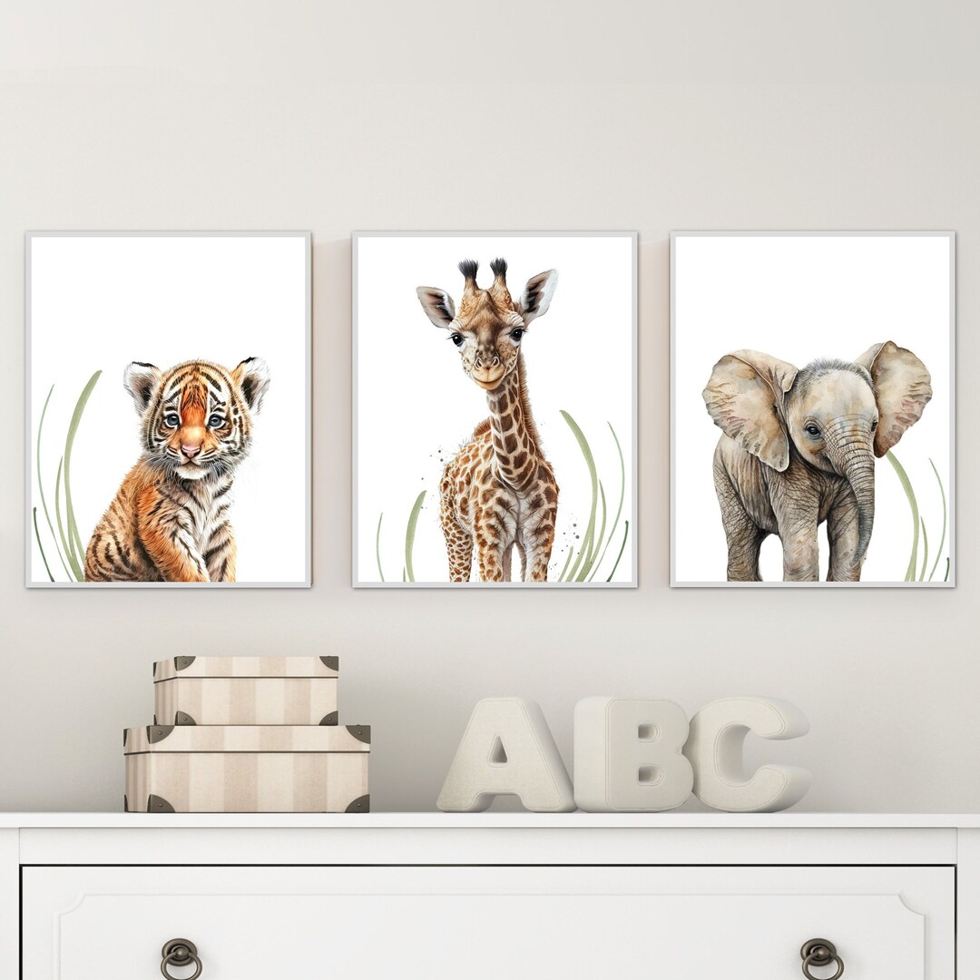 Safari Nursery Art Nursery Safari Decor Nursery Wall Art Safari Animals