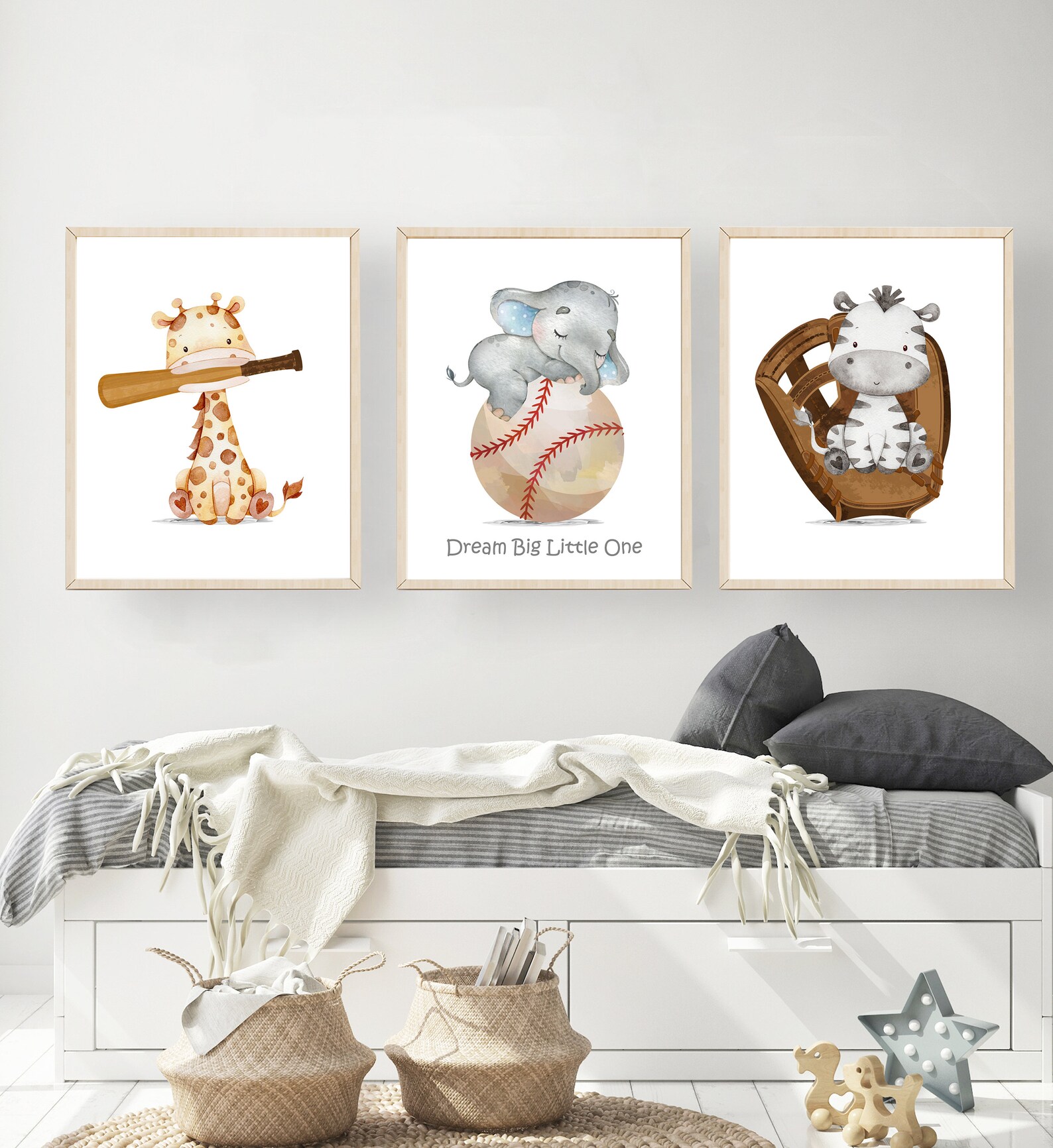 Baseball Nursery Decor Baby Boy Sports Nursery Animal Etsy