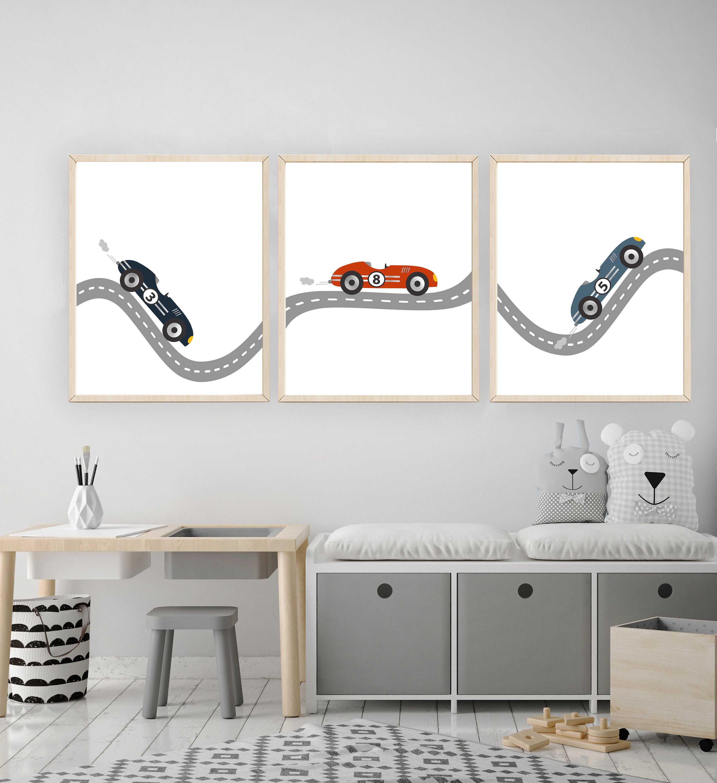 Race car wall art Race car nursery Race car boy room decor Etsy