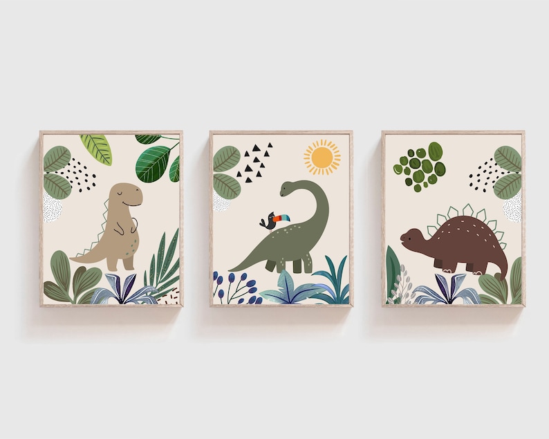 Dinosaur Nursery Prints, Dinosaur Decor, Boys Room Wall Art, Dinosaur ...
