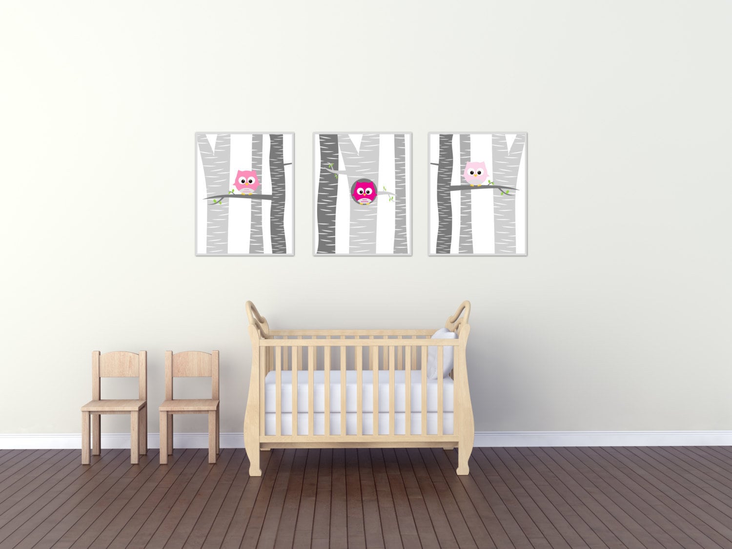 Pink owl nursery decor - Owl nursery print - Owl nursery wall art - Girl nursery wall art - Girl nur