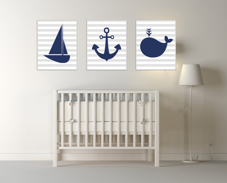 Nautical Nursery Art Print Baby Boy Nautical Wall Art Boys