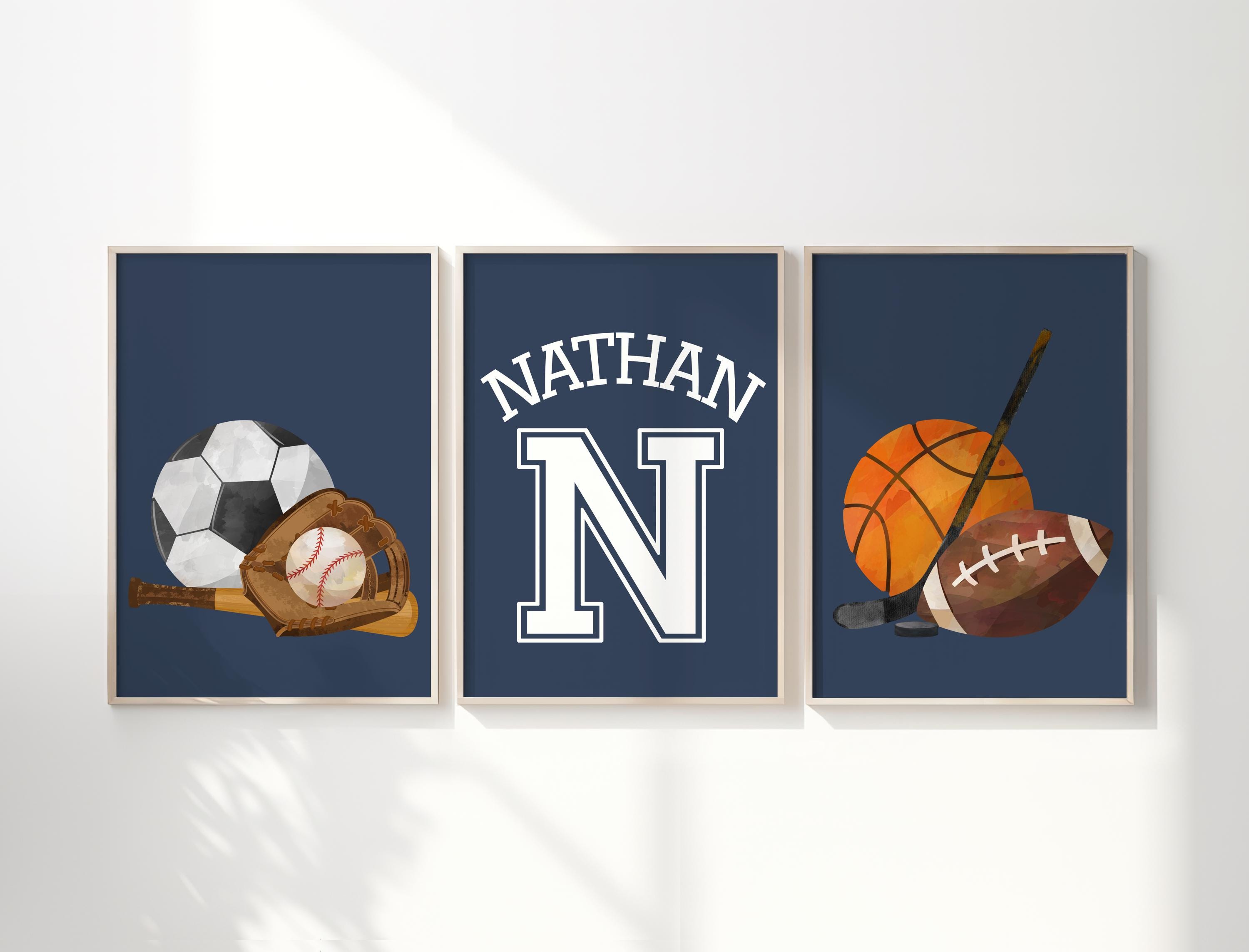Personalized Sports Name Wall Art, Boy's Room Decor, Custom Sports ...