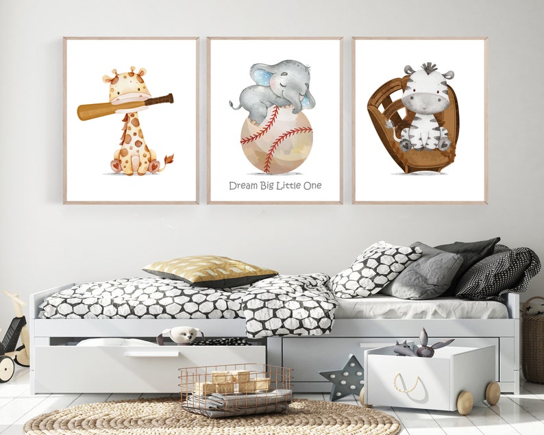 Baseball Nursery Decor Baby Boy Sports Nursery Animal Etsy