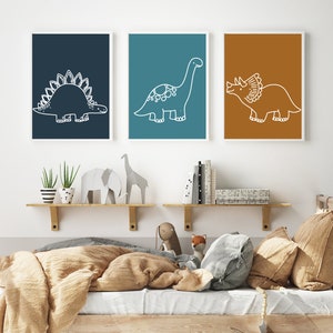 Dinosaur poster - Boys wall art - Dinosaur wall art - Boys room decor - Prints for boys room - Dinosaur print set - Toddler boy wall art image 6